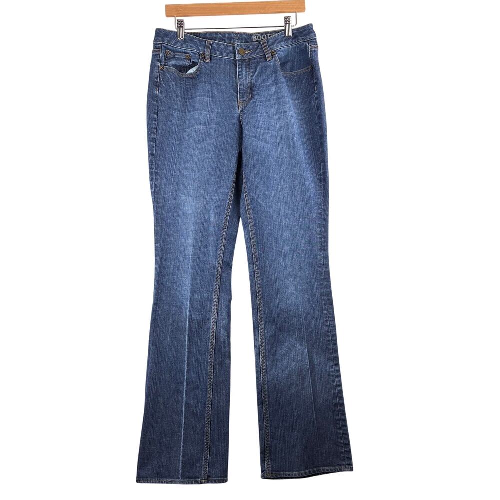 New York & Co Low Rise Bootcut Jeans Women's 12 Tall Blue Fading Cotton Stretch